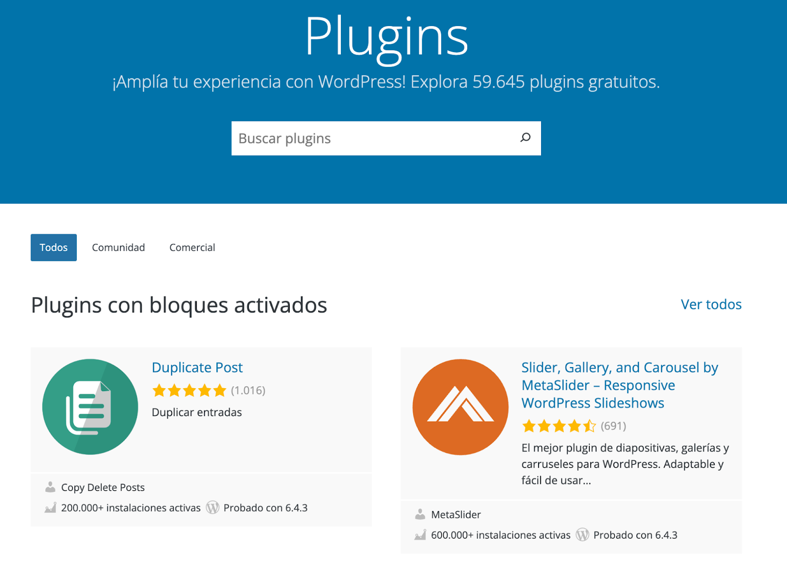 Directorio de plugins de WordPress