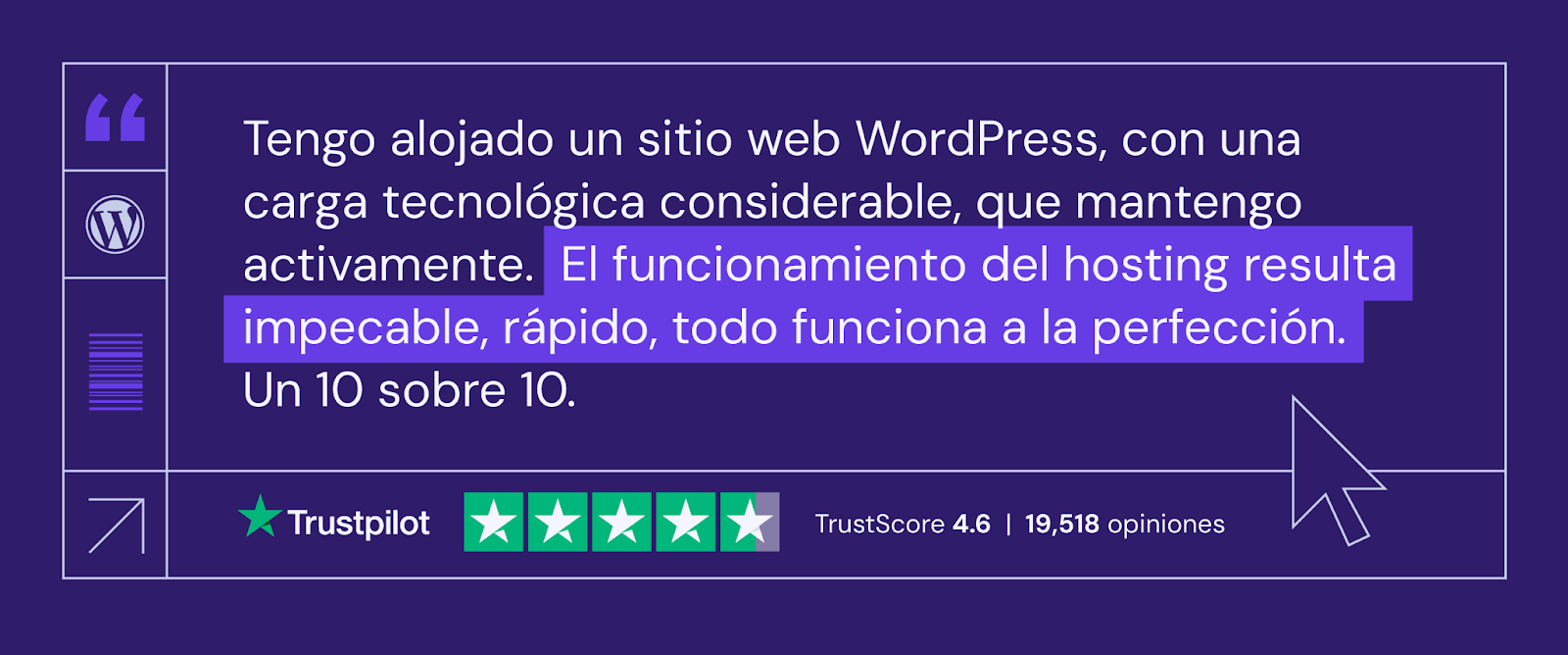 Testimonio de usuario en Trustpilot de Hostinger