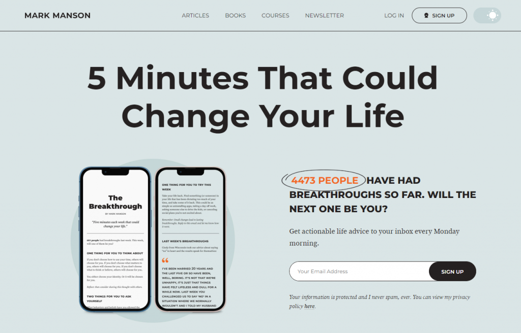 Sitio web de Mark Manson
